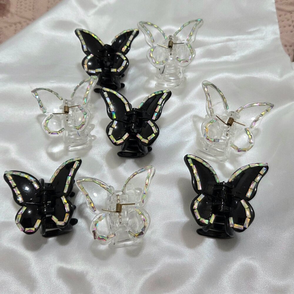 Crystal  Butterfly 8 PCS Hair Claw Hair Clip Acrylic clear hair claw new